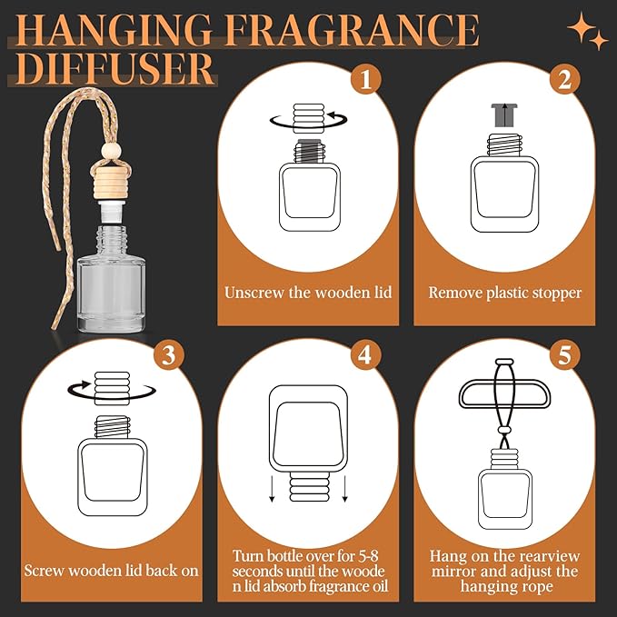 AROIC Hanging Car Air Freshener - 6 Pack Luxury Leather Scent Air Freshener Set, Long-Lasting Natural Essential Oil Fragrance Diffuser Eliminates Odors,Ideal Business Gift for Car Accessories Unisex - Bloomnest