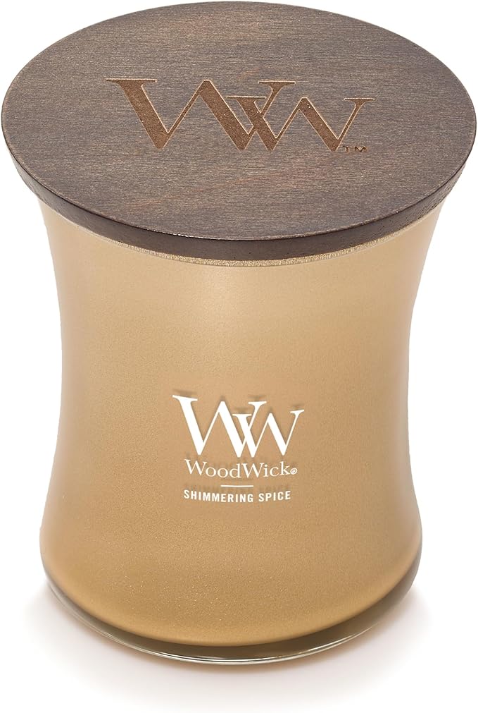 WoodWick Shimmering Spice Scented Candle, Crackles as it Burns, Precious Metals Collection, Home Décor, Gifting, 9.7oz - Bloomnest