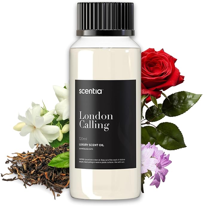 Scentia Hotel Diffuser Oil Inspired by Ferrari - 120 ml 4.06 fl oz - Fragrance Oil Blend White Tea, Cedarwood & Soku Lime for Aromatherapy Diffusers and Humidifiers - London Calling, Mothers Day Gift Scentia