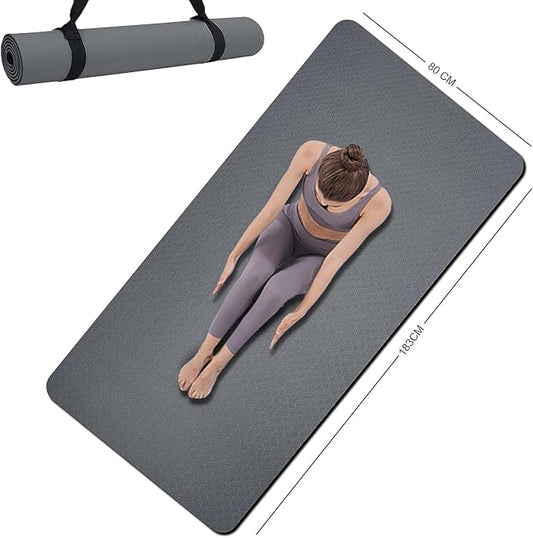 Yoga Mat Double-Sided Non Slip, 72'' x 32'' x 7mm - Extra Wide & Thick Yoga Mat for Women Men Kids, Professional TPE Yoga Mats for Home Workout, Yoga, Pilates and Floor Exercise, with Carrier Strap - Bloomnest