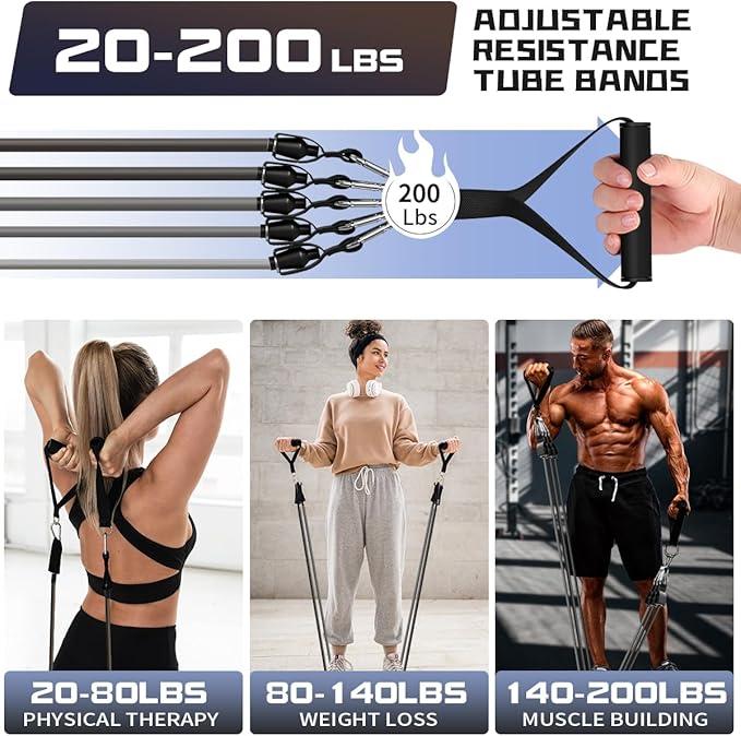 WHATAFIT Resistance Bands, Exercise Bands，Resistance Bands for Working Out, Work Out Bands with Handles for Men and Women Fitness, Strength Training Home Gym Equipment - Bloomnest