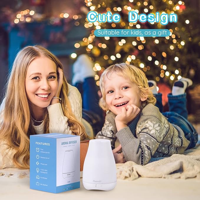 Homeweeks Diffusers, 100ml Colorful Essential Oil Diffuser with Adjustable Mist Mode, Auto Off Aroma for Bedroom/Office/Trip (100 ML 1 Pack) - Bloomnest