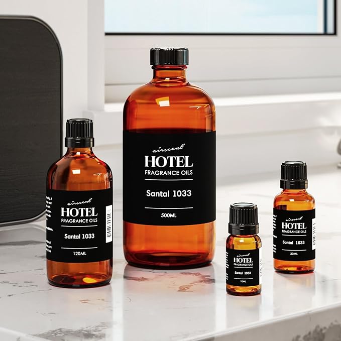 AirScent Santal Diffuser Oil No. 1033 - Santal-33 Inspired Perfume Dupe - Premium Fragrance Oil Blend for Ultrasonic and Waterless Diffusers and Crafting - 120 mL, 4 fl oz Glass Bottle with Dropper - Bloomnest