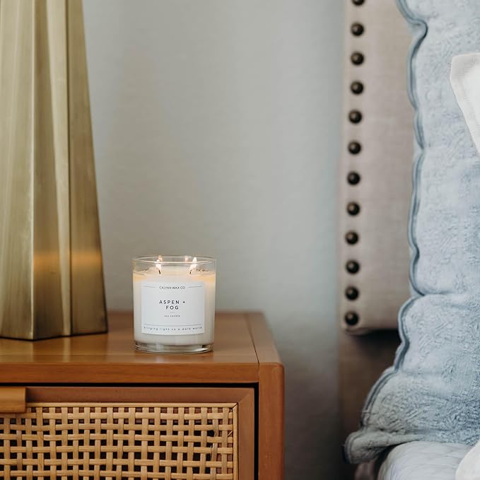 Calyan Wax Co. 2 Wick Candle, Aspen + Fog Scented Candle, 37 Hour Burn Time, Aromatherapy Soy Candles, Non Toxic & Vegan Soy Wax, Glass Tumbler Scented Candles, 8.8oz - Bloomnest