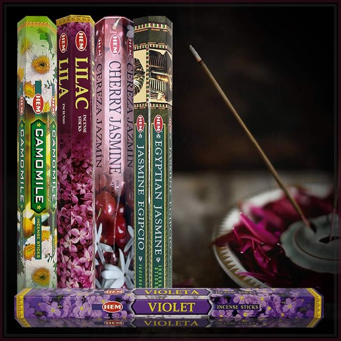 TRUMIRI Incense Sticks Variety Pack #13: 5 Fragrances (Egyptian Jasmine, Cherry Jasmine, Lilac, Camomile, Violet) - 100 Sticks (20 of Each) with Holder - Bloomnest