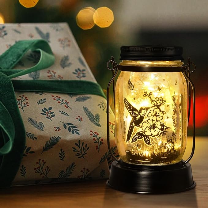 Hummingbird Solar Lantern Outdoor Garden Decor, Gifts for Women Mom Gradma Birthday Gifts, Hanging Solar Light Lawn Ornaments Home Decoration Outside for Yard, Patio,Backyard,Porch, Pathway Torch - Bloomnest