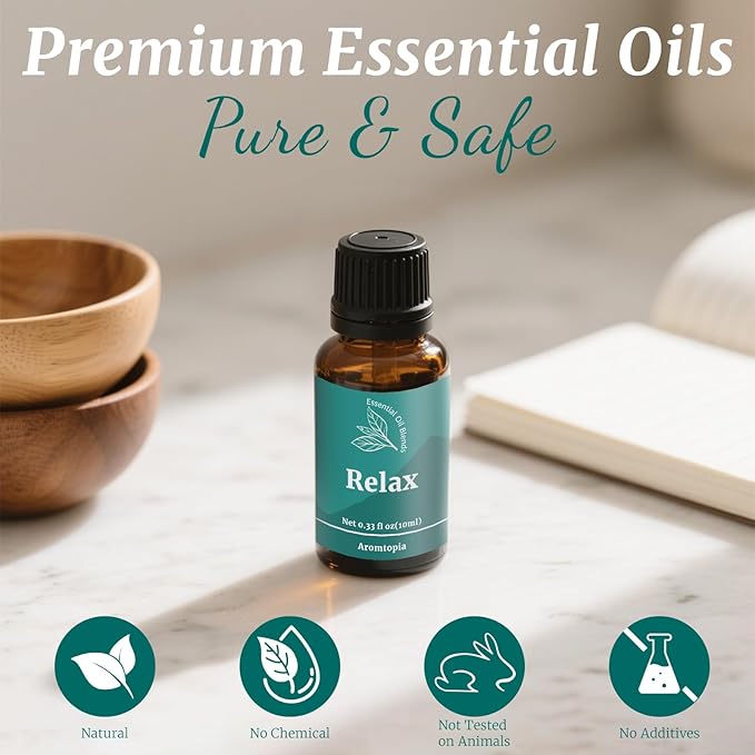 Essential Oil Blends Set, Aromtopia Essential Oils for Diffusers for Home, Well-Being Diffuser Oil Kit- 6x10ml, Relax, Happy, Calm Mind, Sweet Dream and More, for Aromatherapy, Candle Making, Massage - Bloomnest