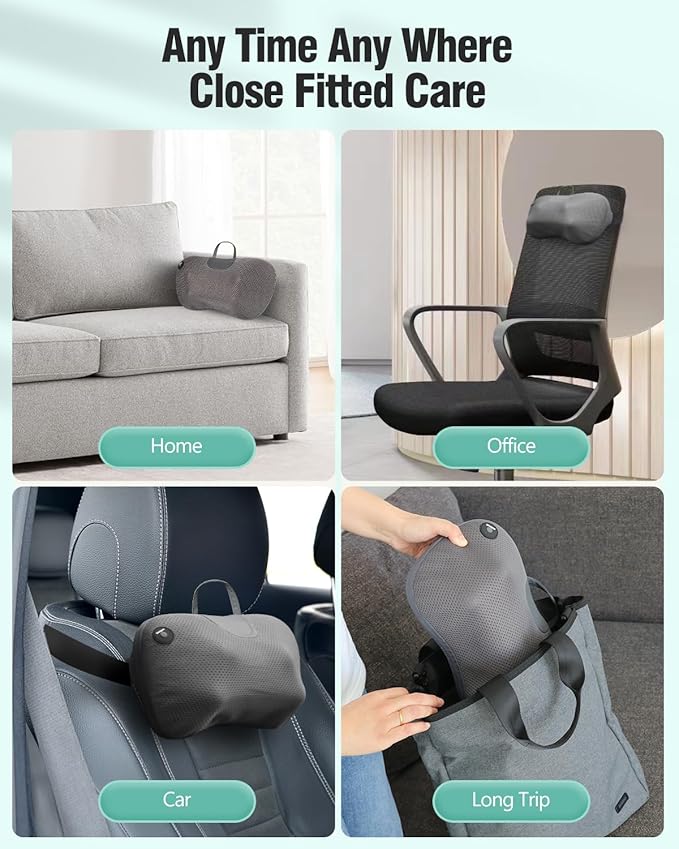 Protable Electric Massage Pillow with Carry Handle -Neck Massager for Pain Relief Deep Tissue with Heat - Electric Kneading 3D Massage Pillow Gifts for Dad Mom Christmas - Bloomnest