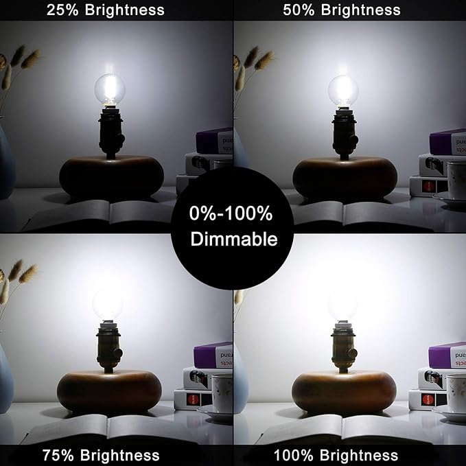 LiteHistory Dimmable e12 led Bulb g16.5 led Light Bulbs g16 Candelabra Bulbs 4W=40W Edison Bulb Daylight 5000K 400lm ac120v g50 Globe Light Bulbs for Chandelier,Vanity,Ceiling Fan Light Bulbs 6Pack - Bloomnest