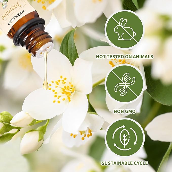 Sedbuwza Lavender Jasmine Essential Oil Set, Lavender Fragrance Oil Jasmine Scent Oil Set for Diffuser, Aromatherapy, Massage, Soap, Candle Making 2 x 10 ml Sedbuwza
