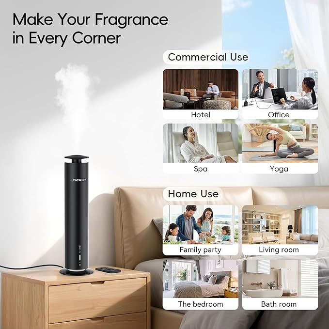 Waterless Scent Diffuser,Hotel Scent Diffuser-Smart APP Control-Cover Up to 1000 Sq.Ft.-Cold Air Tech,Scent Diffusers for Home,Aromatherapy,Large Room,Spa,Commercial-Black Essential Oil Diffuser - Bloomnest