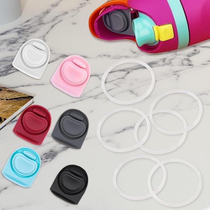 6 Sets Replacement Stopper and O Ring Gasket Compatible with Owala FreeSip 24oz 32oz,Water Bottle Lid Insert Cap Rubber Seal Parts for Owala 16/19/24/32/40oz Mouthpiece Accessories F7 Frokolla