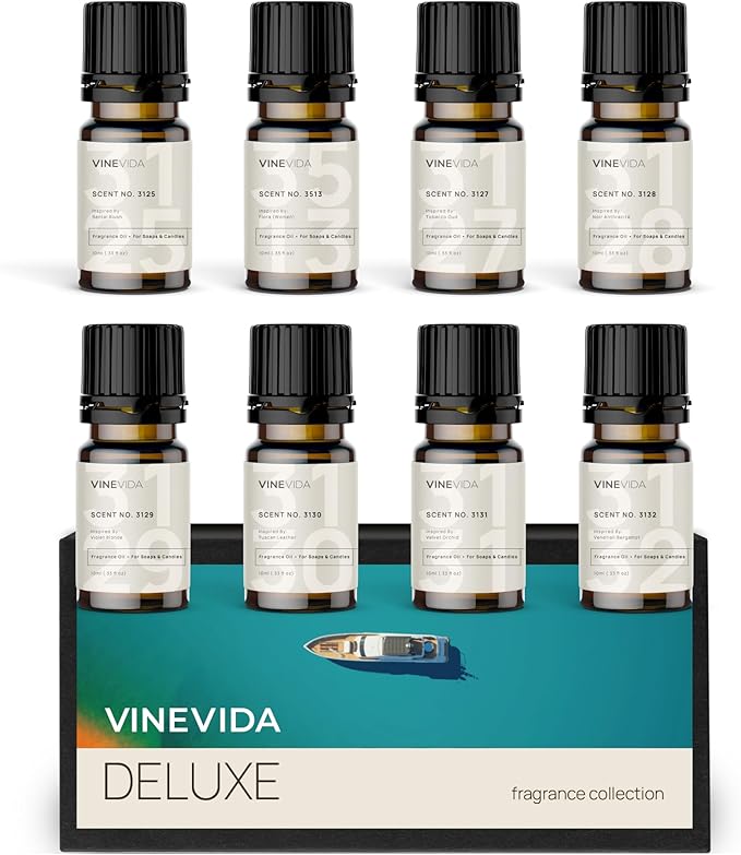VINEVIDA [Set of 8] Deluxe Scents for Candle Making, Made in USA Candle Fragrance Oil, Soap Making Essential Oils, Diffuser Oil Scents - Bloomnest