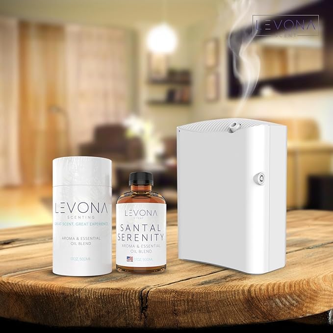 Levona Scent Santal Serenity Essential Oil: Notes of Sandalwood, Papyrus & Amber - aromatherapy oils for hotel, home and office - Fragrance oil for diffusers & Humidifiers - Home Luxury Scents -500 Ml LEVONASCENT