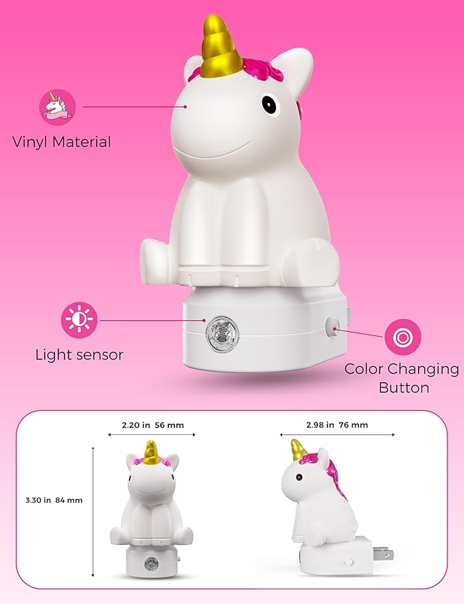 L LOHAS LED Plug-in Night Light for Kids, Cute Color Changing LED Night Light with Dusk to Dawn Sensor, Christmas, Birthday Gift Nightlight for Girls & Kids, Room Decor - Bloomnest