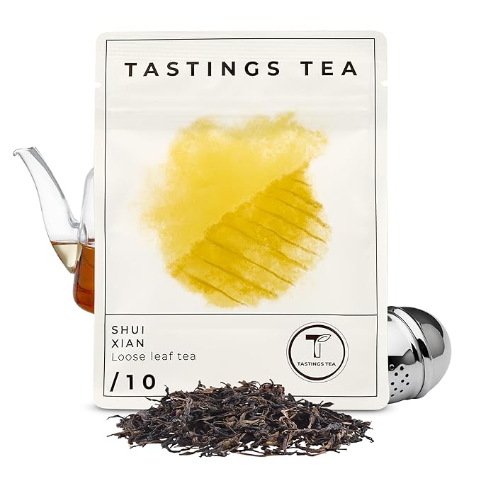 Tastings Tea Shui Xian Oolong Loose Leaf, 1.3 oz | Rich, Smoky & Sweet Traditional Chinese Leaves from the Fujian Province | Medium Caffeine | Small Batch & Sustainably Sourced | Resealable Pouch - Bloomnest