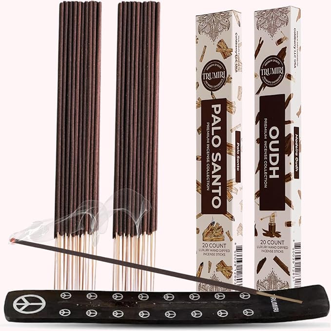 Trumiri Incense Sticks - Combo Pack of 40 Insence-Sticks - 20 Palo Santo + 20 Oud - Insenses - Insents - Incents - Inscense - Incence - Incienso - All Natural Incense Sticks TRUMIRI