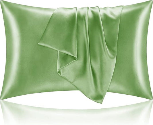 BEDELITE Satin Pillowcase for Hair and Skin, Super Soft and Cooling Similar to Silk Pillow Cases 2 Pack with Envelope Closure, Gift for Women Men(20"x26" Standard Size, Sage Green) - Bloomnest