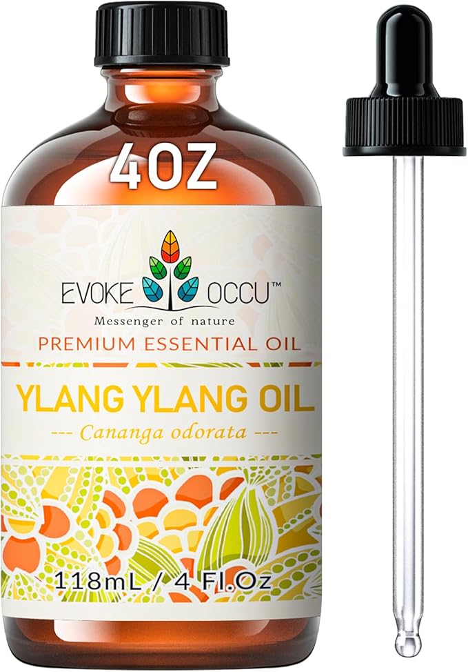 EVOKE OCCU Ylang Ylang Essential Oil 4 Oz, Pure Ylang Ylang Oil for Skin Hair Aromatherapy Diffuser Fragrance DIY- 4 FL Oz - Bloomnest