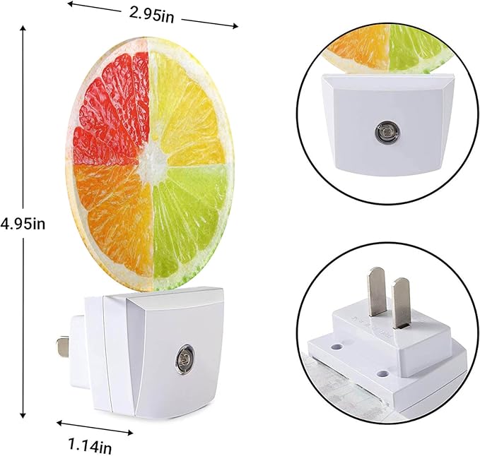 EKOBLA Lemon Novelty Plug-in Nightlights Tropical Fruit Citrus Food Funny Colorful Seasonal Night Lights Plug into Wall Auto Sensor LED for Boys Girls Men Women Home Decor Holiday Gifts - Bloomnest