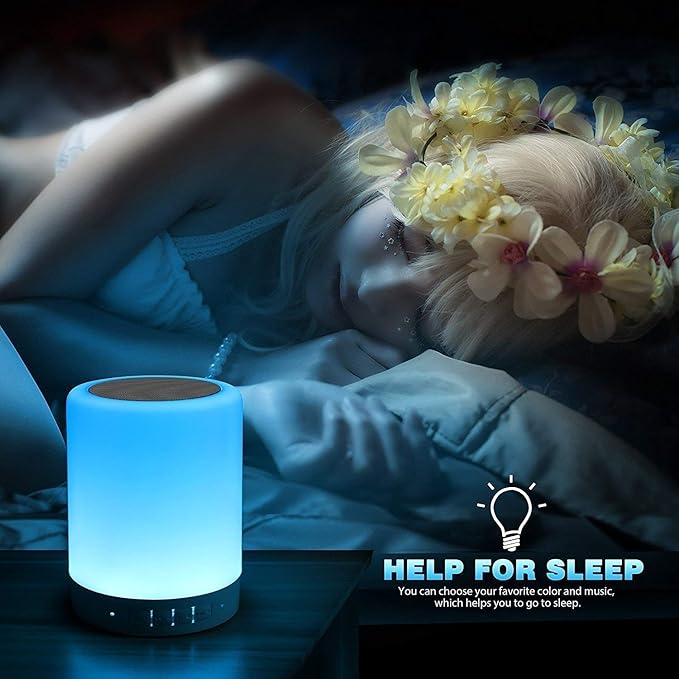 Elecstars Touch Bedside Lamp - with Bluetooth Speaker, Dimmable Color Night Light, Outdoor Table Lamp with Smart Touch Control, Best Gift for Men Women Teens Kids Children Sleeping Aid - Bloomnest
