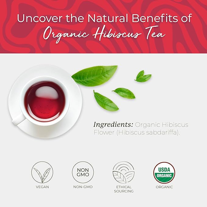 Starwest Botanicals Organic Hibiscus Tea - Caffeine Free Herbal Tea, Tea with Antioxidant Properties, String Free Sachets, USDA Organic Hibiscus Flower, Non GMO - 20 Tea Bags - Bloomnest