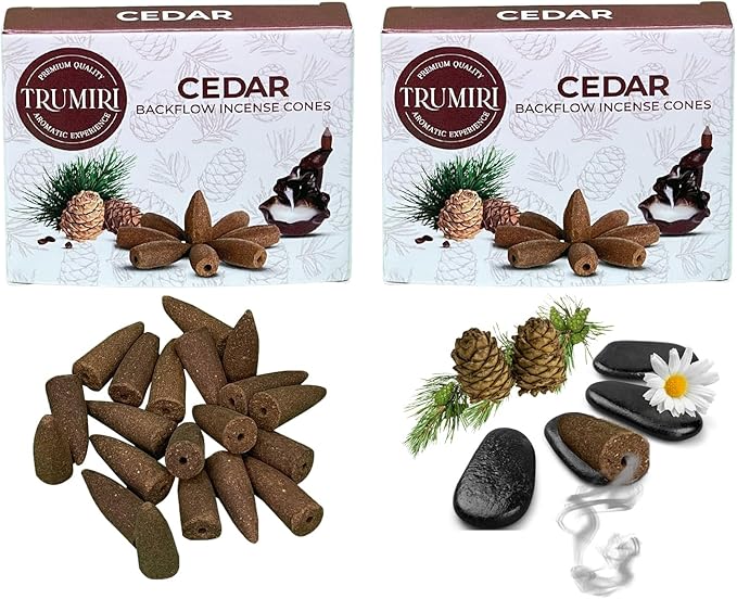 Cedar Backflow Incense Cones - Dual Pack of 10 Cones - Waterfall Effect