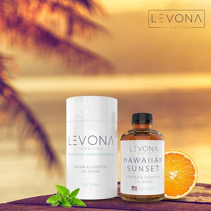 Levona Scent Essential Oils For Diffusers For Home Luxury Scents - Hawaiian Sunset Aroma Oil - Fragrance Oil With Mandarin Citrus + Dash Of Peppermint Essential Oil - 500Ml Oil Diffuser Essential Oils LEVONASCENT