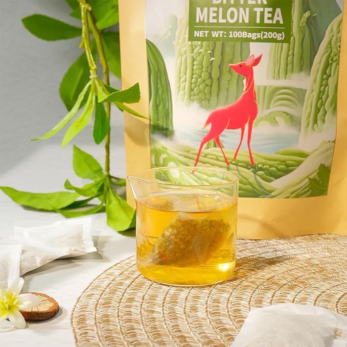 WT WEETEE Bitter Melon Tea Bags, Zero Sugar Tea, 100 Count Made with 100% Pure Natural Bitter Melon, Caffeine-free Momordica Charantia Tea - Bloomnest