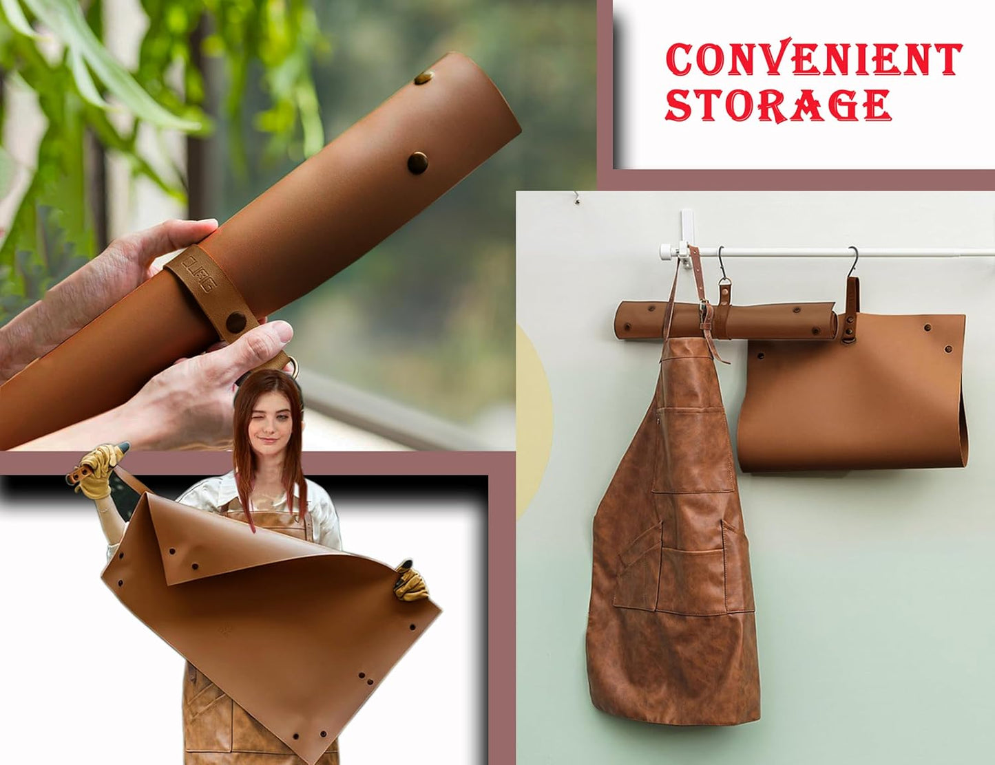 Plant Repotting Mat,Waterproof Leather Plant Transplanting Mats,Indoor Succulent Potting Mat for Change Soil and Watering,Portable Gardening Mats for Transplant and Mess Control (30" X 18",Brown)