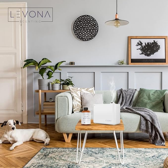 Levona Scent Essential Oil - Fresh Aroma for Home, Office, Hotel & Spa, Perfect in Humidifiers and Diffusers, Luxury Fragrance, with Aqua Marine, Lemon, & Bergamot Notes - 700ml/ 23 fl oz, Sea Water - Bloomnest