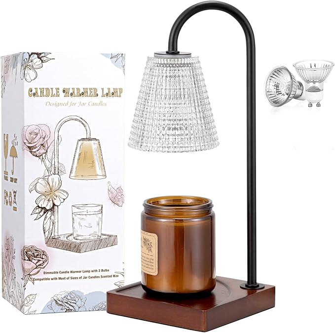 Hong-in Candle Warmer Lamp with Timer-Dimmable Black Candle Warmer,New Mom Gifts,House Warming Gifts New Home Bedroom Decor,Wax Warmer for Scented Wax Jar Candles