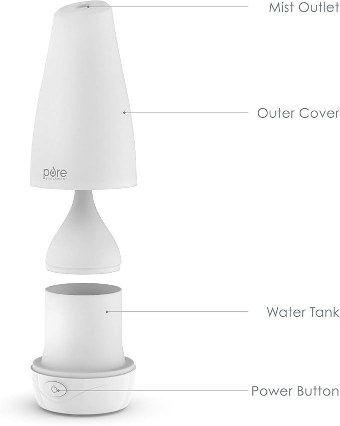 Pure Enrichment® PureSpa™ Essential Oil Diffuser - Compact Ultrasonic Aromatherapy Diffuser, Natural Air Deodorizer, 100ml Water Tank, and Optional Mood Light - Lasts Up to 7 Hours with Auto Shut-Off - Bloomnest