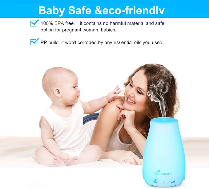 Diffuserlove Diffuser 2 Pack Essential Oil Diffuser 200ML Remote Control Ultrasonic Aromatherapy Diffuser Mist Humidifiers for Bedroom Office Yoga Diffuserlove