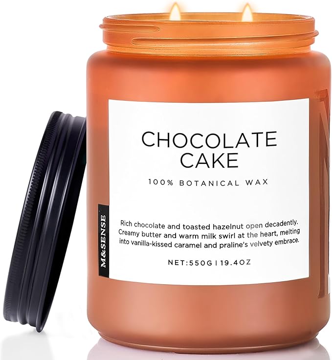 M&SENSE Chocolate Layer Cake Scent Candles, Large 19.4oz Natural Soy Wax 110 Hours Burn Time Clean Non Toxic Scented Classic 2 Wicks Candle for Bedroom Living Room Office - Bloomnest