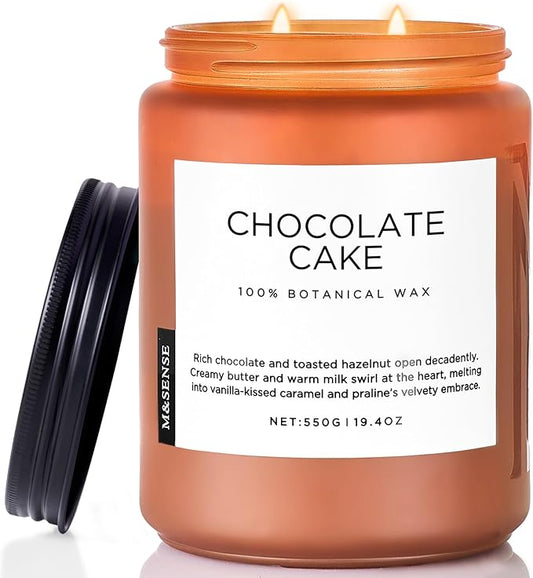 M&SENSE Chocolate Layer Cake Scent Candles, Large 19.4oz Natural Soy Wax 110 Hours Burn Time Clean Non Toxic Scented Classic 2 Wicks Candle for Bedroom Living Room Office - Bloomnest