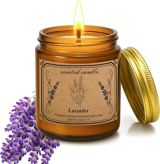 Candles for Home Scented, 16oz Large Soy Wax Lavender Scented Candle, 100 Hour Burn Time, Aromatherapy Candle, Ideal for Christmas, Anniversary, Birthday Gift - Bloomnest