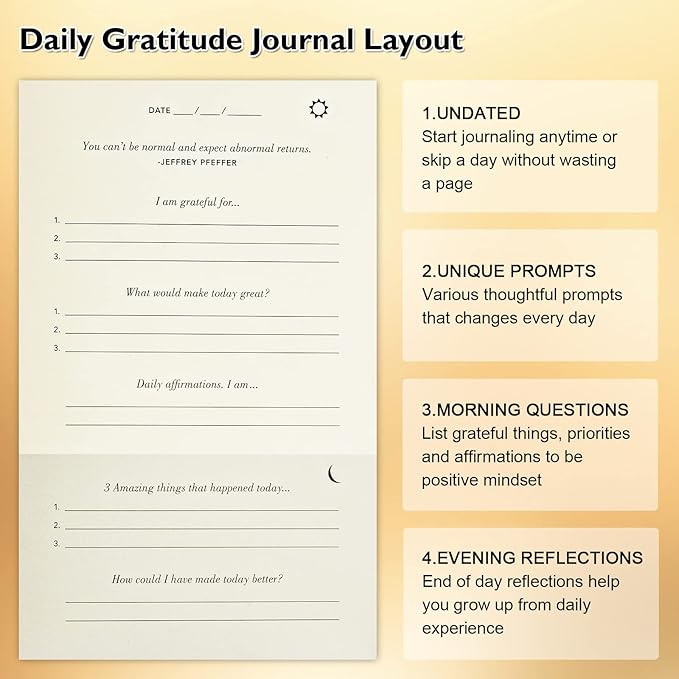 The Gratitude Journal, manifestation journal, Daily Journal with Prompts for Affirmation, Happiness, Mindfulness, Positivity, Wellness, Undated Journal for Women & Men(8.5 * 5.5 inches) - Bloomnest
