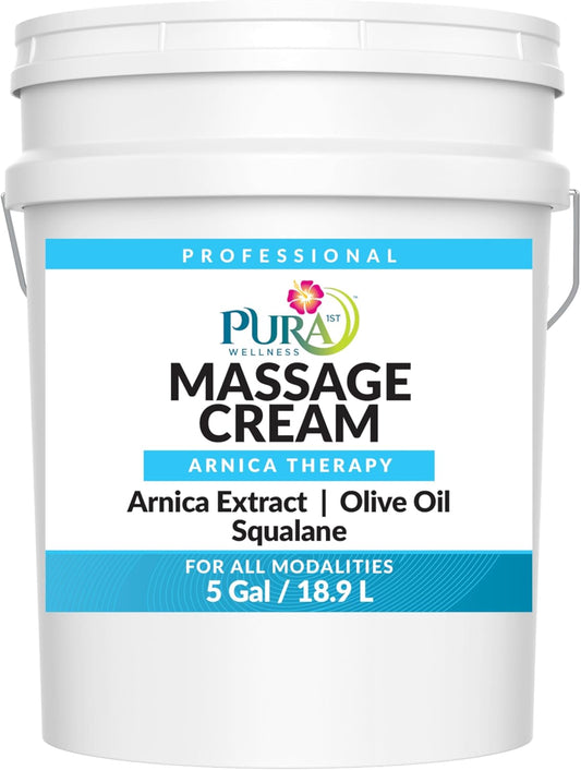 Wellness Professional Arnica Therapy 5 Gallon Massage Cream, Arnica Cream for Bruising, Olive Oil, Arnica Extract, Unscented, Hypoallergenic, Natural, Moisturizing & Hydrating, Deep Tissue