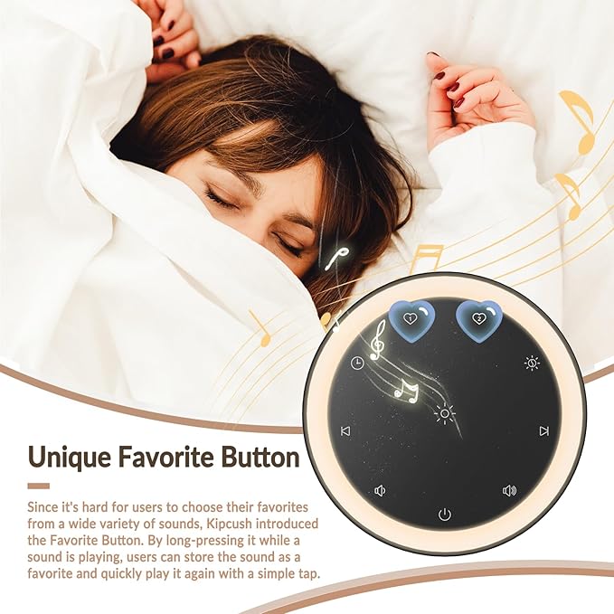 Kipcush Sound Machine & Night Light for Adults, Baby, Kids. White Noise Machine with 20 Soothing Sleep Sounds. Small Size & Portable Design for Bedroom (Black, Small) - Bloomnest
