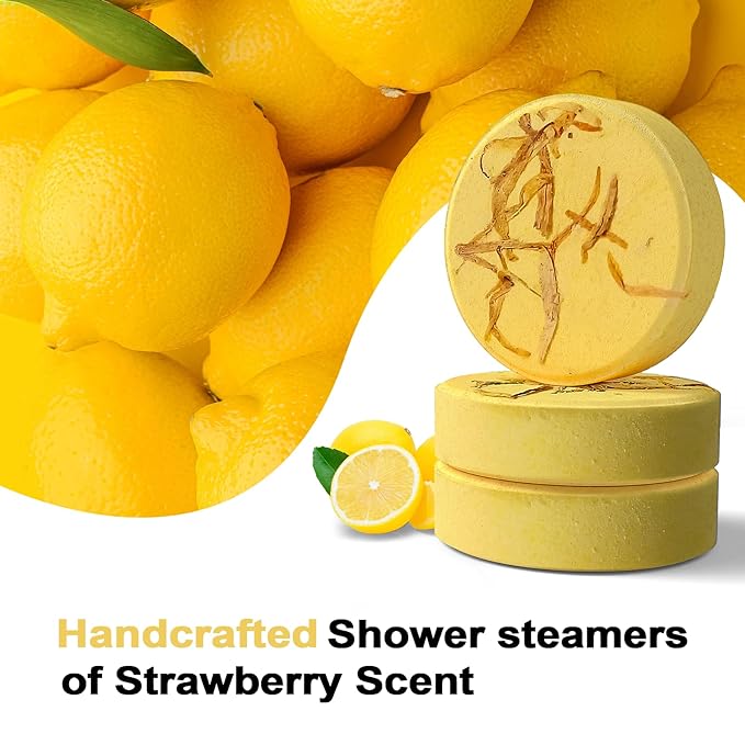 Shower Steamers Aromatherapy Birthday Gifts for Women Travel Essentials, 8 Pcs Lemon, Bath Bombs Shower Bombs with Natural Essential Oils, Relaxation Home SPA - Bloomnest