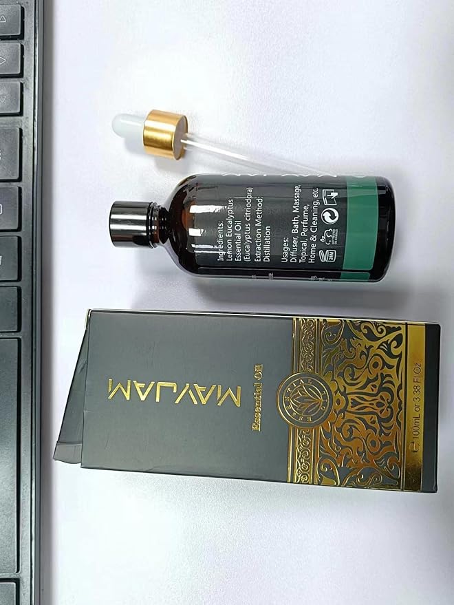 Lemon Eucalyptus Essential Oil, MAYJAM 3.38FL.OZ/100ML Large Volume Lemon Eucalyptus Oil with Premium Glass Dropper, Perfect for Soaps, Candles, Diffuser - Bloomnest