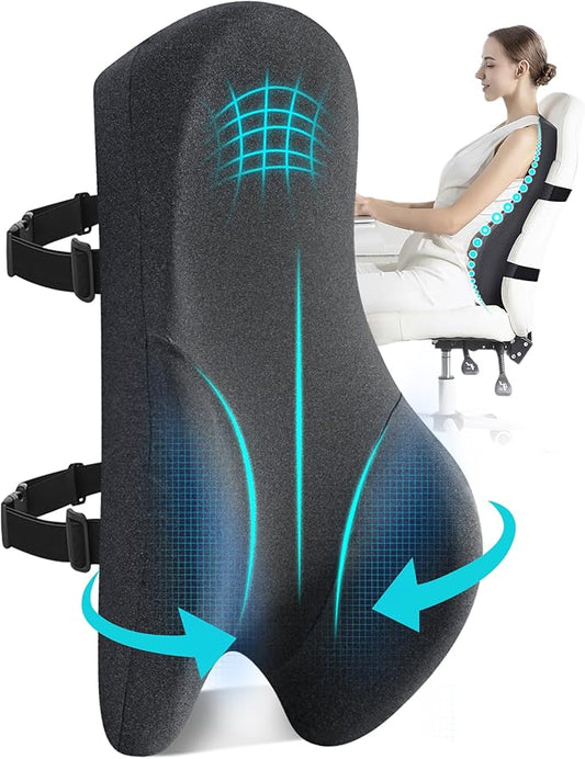 Teemour High Back Support Pillow for Office Chair, Fully Support Entire Back Cushion Pain Relief Promotes Posture- Memory Foam Lumbar Support Pillow for Offfice Chair, Desk, Gaming Chair - Bloomnest