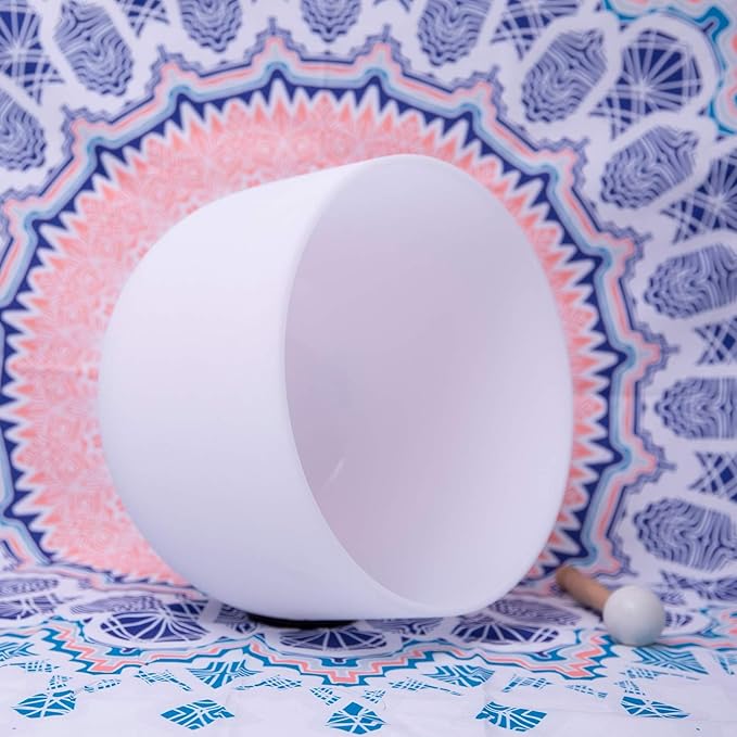 ENERGYSOUND C Note Root Chakra Frosted Quartz Crystal Singing Bowl 10 inch mallet and o-ring included - Bloomnest