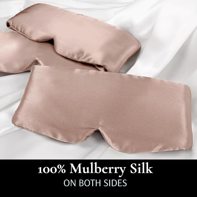 Zenssia 100% Mulberry Silk Sleep Mask Eye Mask for Man and Woman with Adjustable Headband, Full Size Large Sleep Mask & Blindfold for Total Blackout for All Night Sleep, Travel & Nap-Taupe - Bloomnest