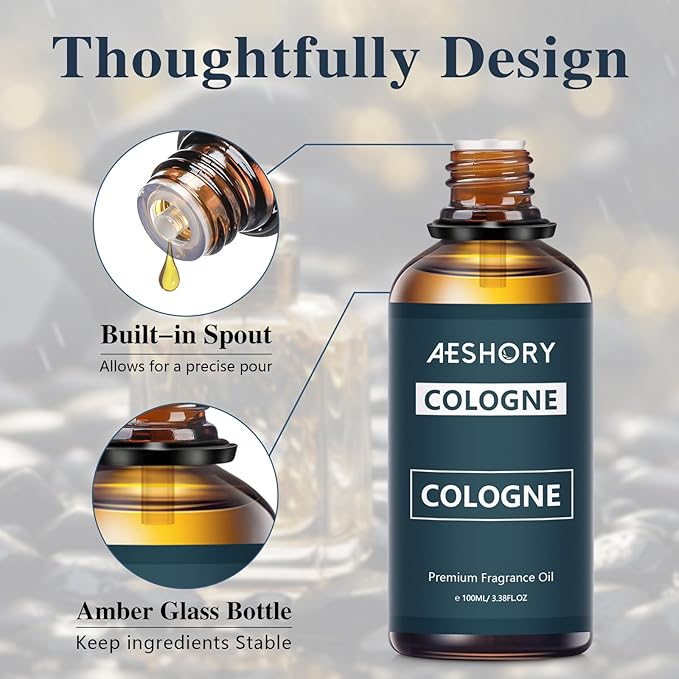 Cologne Fragrance Oil 3.38FL.OZ - Aromatherapy Essential Oils for Diffusers for Home, Cologne Scented Oils for Massage, Soap Candle Making Scents - 100ML - Bloomnest