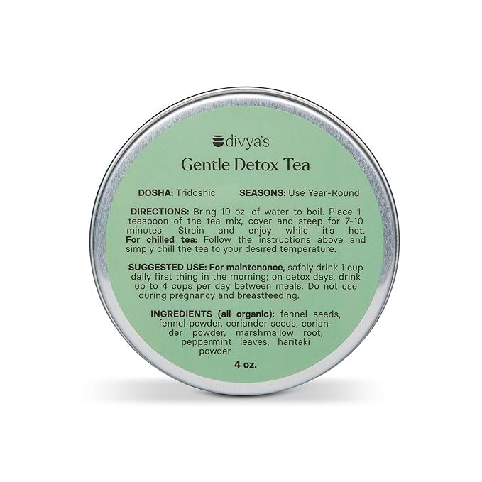 Divya's Detox Tea, Ayurvedic Herbal Tea with Gentle Cleansing Herbs, Helps with Digestion, and More, Caffeine Free, Organic, Non-GMO, Ayurvedic, Loose Leaf Tea - Bloomnest