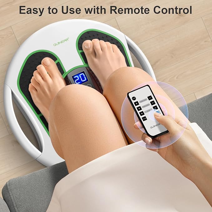 QUINEAR Foot Massager with TENS & EMS for Neuropathy, Foot Stimulator for Pain Relief and Circulation, Nerve Muscle Massager with Remote Control, Relieve Swelling and RLS - Bloomnest