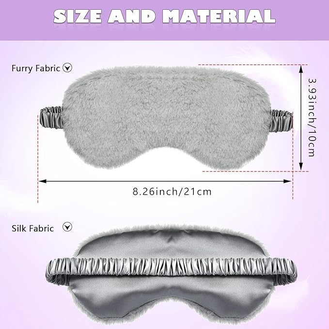 Plush Eye Mask 3 Pcs Sleeping Blindfold Sleeping Mask Sleep Mask Comfortable Plush Sleepover Mask Soft Furry Eye Cover for Sleepover Gift Birthday Party Favors(Black, White, Gray) - Bloomnest