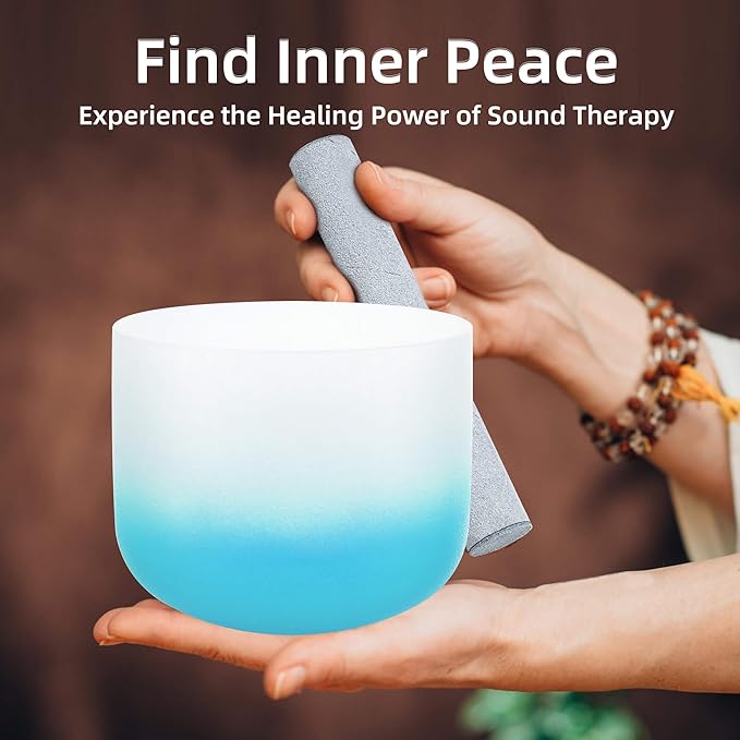 432hz Crystal Singing Bowl Healing 6-12inch Set of 7 Aria Gradient for Meditation Yoga Heart Chakra Singing Bowls Heavy Duty Carrying Case Rubber Mallet Suede Striker - Bloomnest